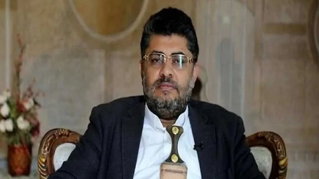 محمدعلی الحوثی در حال سخنرانی درباره حمایت یمن از غزه