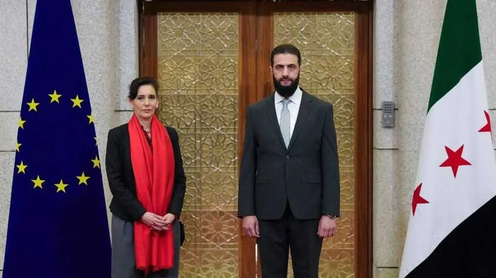 دیدار کمیسر اتحادیه اروپا با رئیس دولت انتقالی سوریه در دمشق