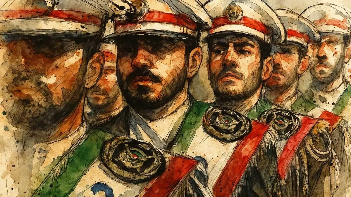 رهبر ایران خامنهای و نقشه خاورمیانه با محور مقاومت