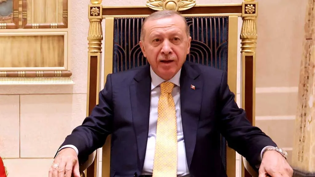 اردوغان در حال سخنرانی درباره حمایت از حقوق فلسطینیان