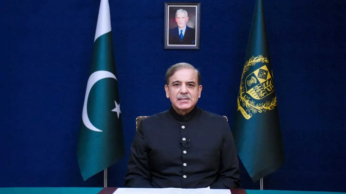 نخستوزیر پاکستان شهباز شریف در کنفرانس مطبوعاتی